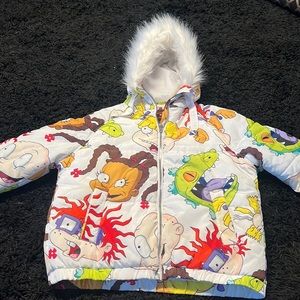 PRE-LOVED W￼  members only Cire Puffer Rugrats With Hoodie jacket Nickelodeon